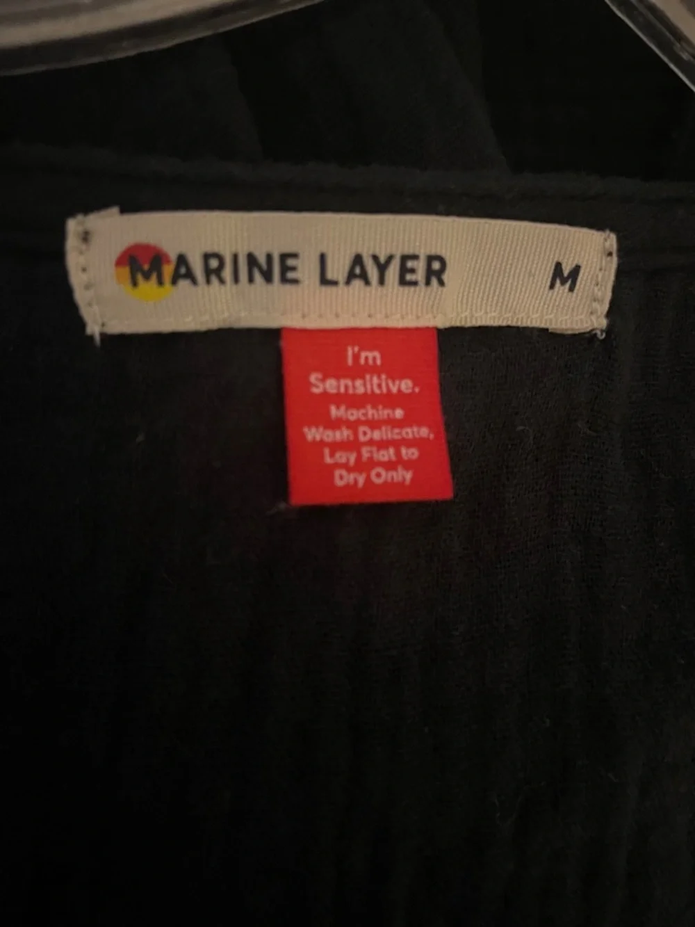 Marine Layer Black Gauge Cotton Wrap Dress Size Medium - Picture 7 of 7